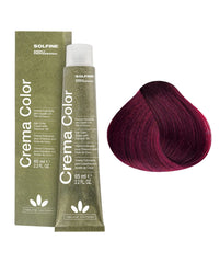 Hair dye cream tube and box with burgundy color swatch