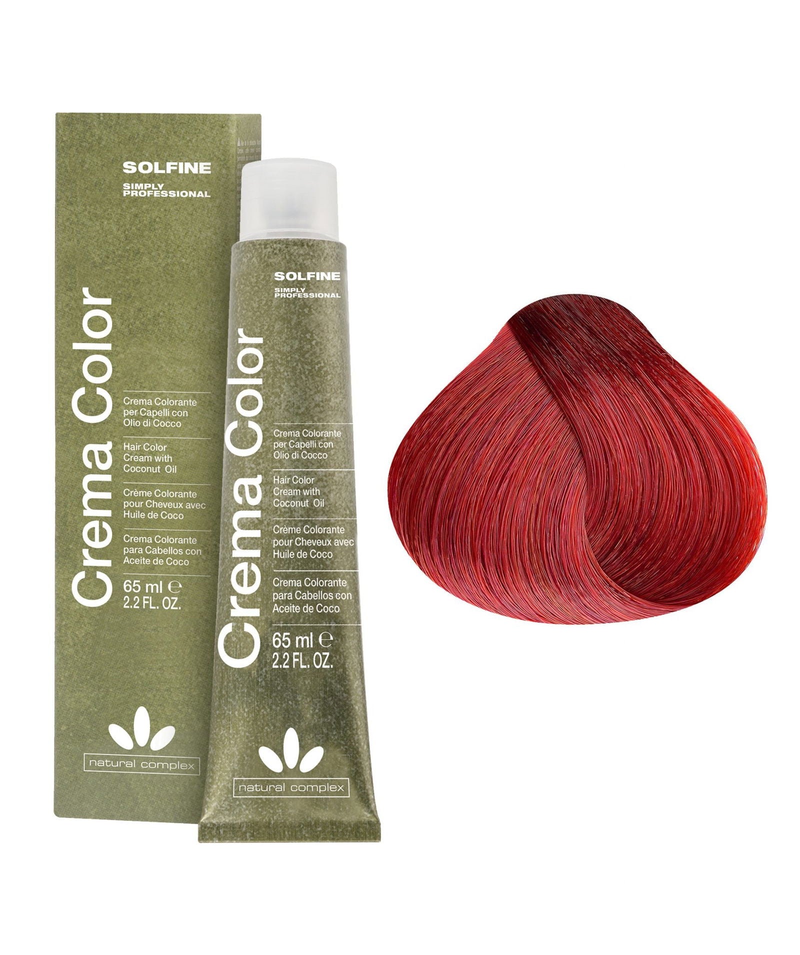 Hair color cream in tube and box, scarlet copper shade, 65 ml