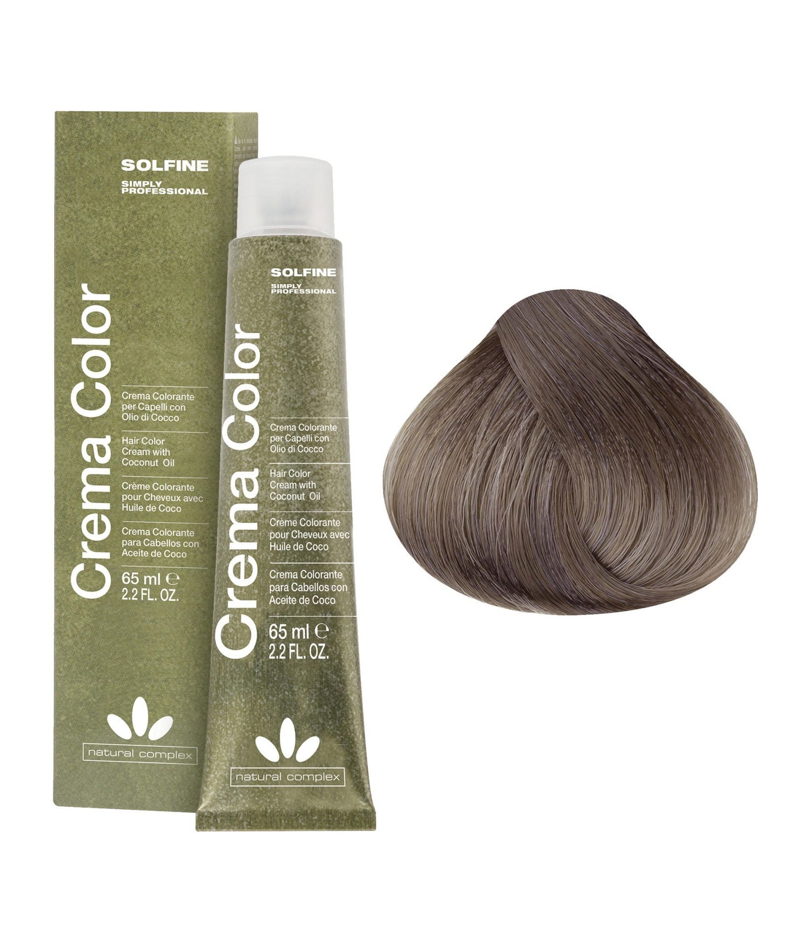 Hair color cream for medium ash blonde, 65 ml tube and carton, SOLFINE