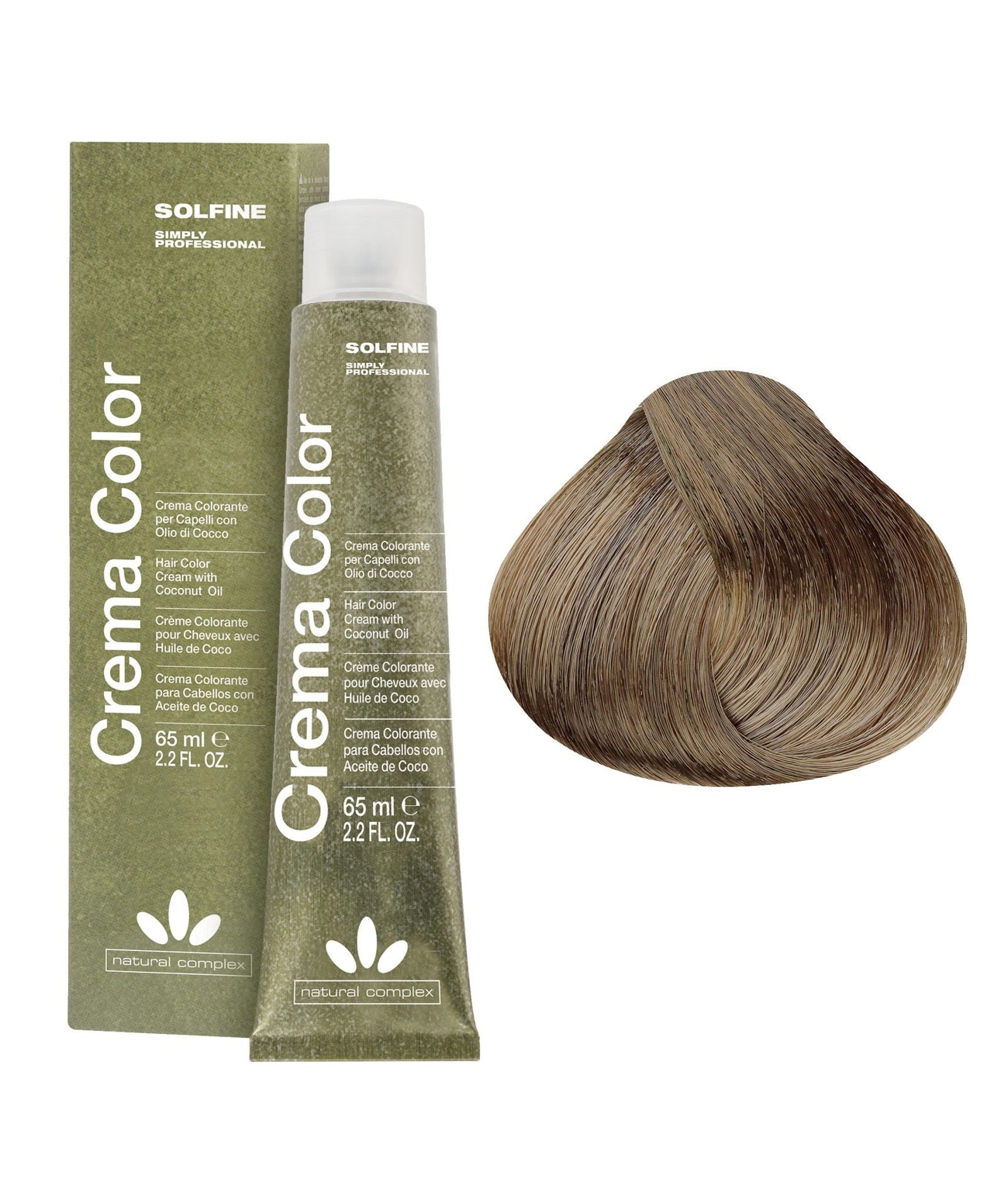 Hair color cream tube and box, blonde 7N shade, 65 ml, white cap
