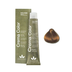 Hair color cream tube and box, light cinnamon blonde shade