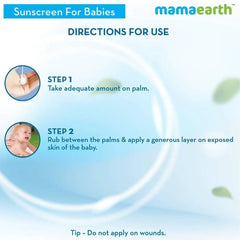 Sunscreen for babies directions infographic with step-by-step application icons