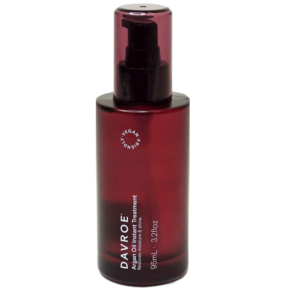 Argan oil instant treatment bottle, burgundy with black pump