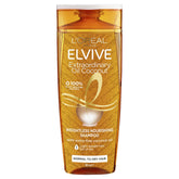 Coconut oil shampoo bottle with ELVIVE branding and 300 ml