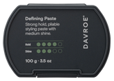 Davroe defining styling paste jar, dark label with hold and shine icons, 100 g