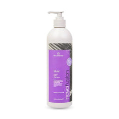 DE LORENZO Novafusion Silver care shampoo bottle with white pump, purple label, 500 ml