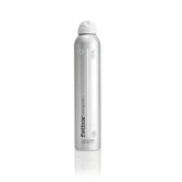 Hairspray bottle with white spray cap, silver metal finish, 100g