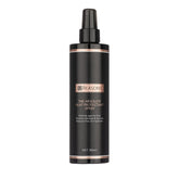 Heat protectant spray bottle in black with pump, gold label, 300 ml.