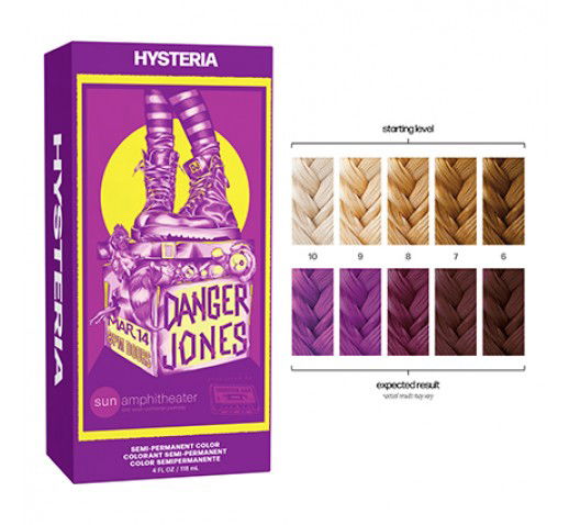 Semi-permanent hair colour in berry purple, boxed with Danger Jones branding