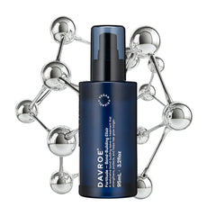 Davroe bond-building elixir bottle with chrome sphere accessory, dark blue label