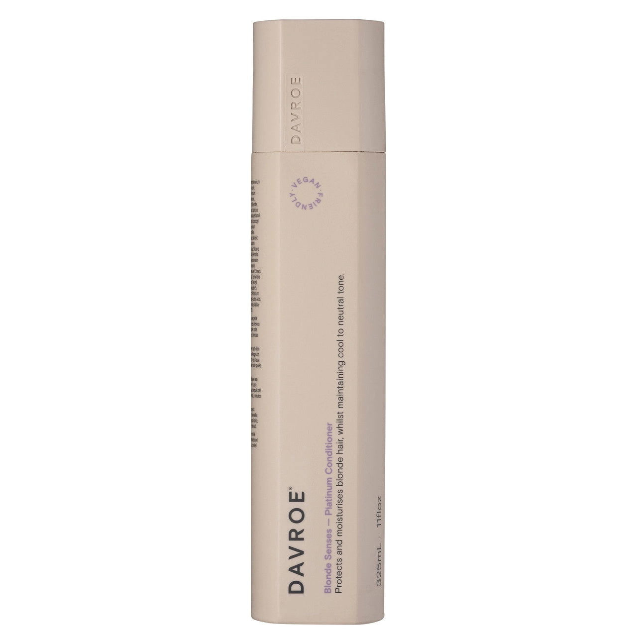 Davroe platinum conditioner bottle, beige cylindrical tube with flip-top cap