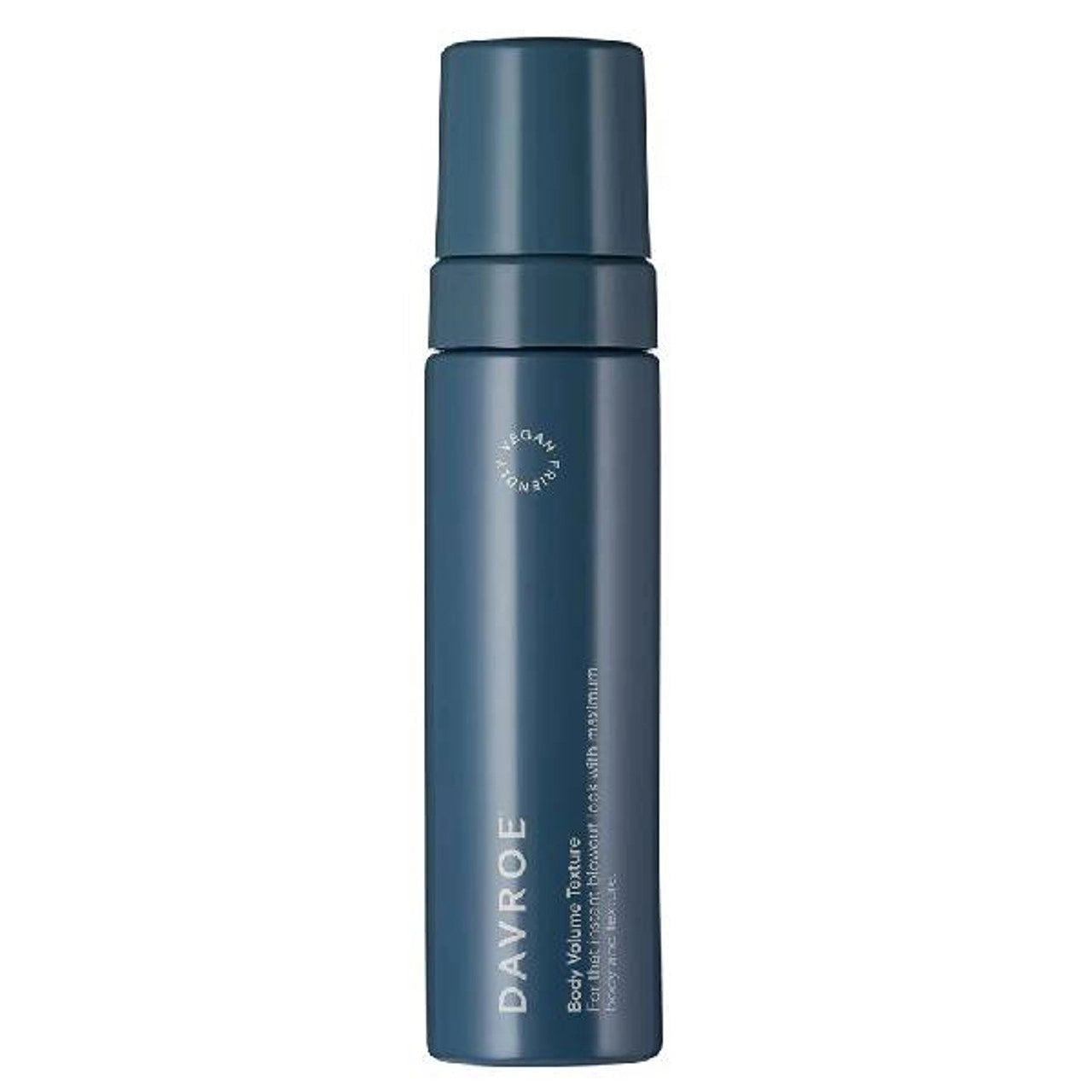 Blue body volume texture bottle with flip-top cap, labeled Davroe