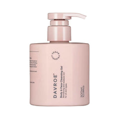 Davroe body wash and face cleansing gel bottle with pump, pink