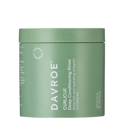 Davroe CURLiCUE deep conditioning rinse jar, green with white label text