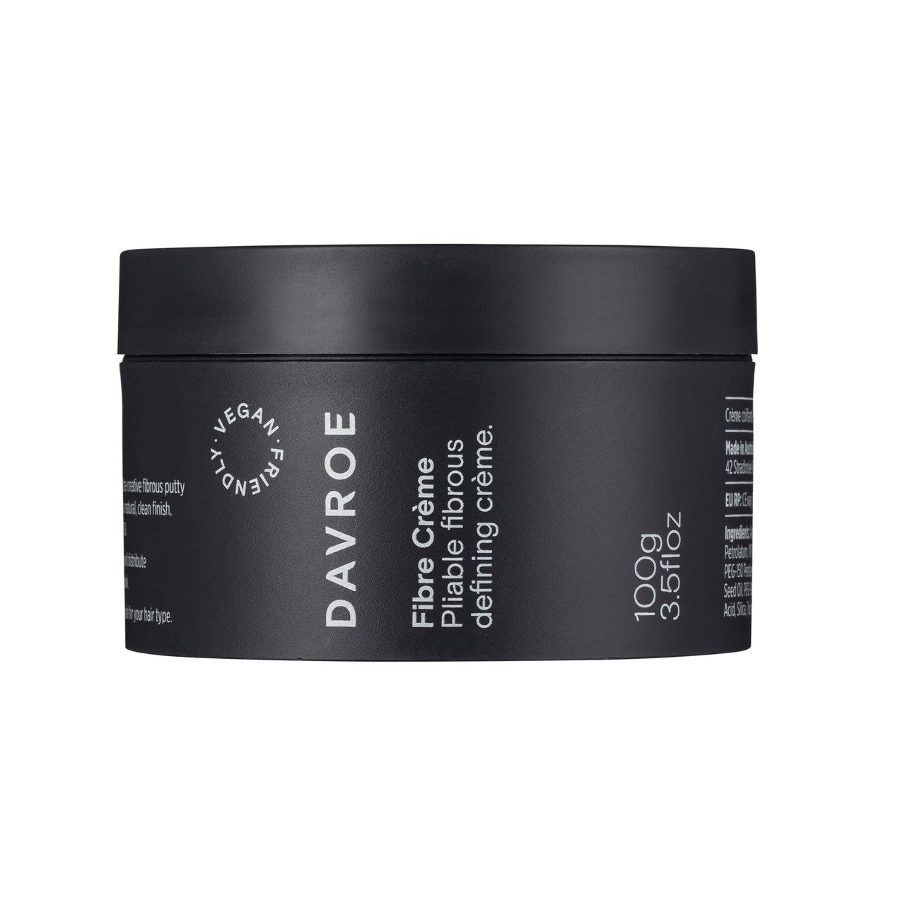 Davroe Fibre Crème 100g vegan hair fiber cream jar, black round tub with lid
