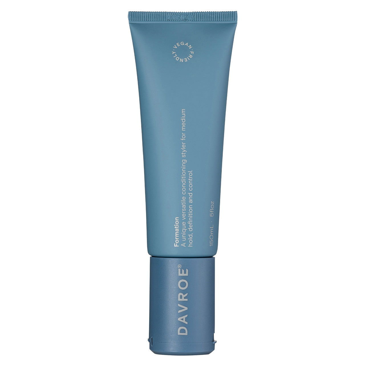 Davroe Formation hair styling cream tube with blue screw cap, blue body