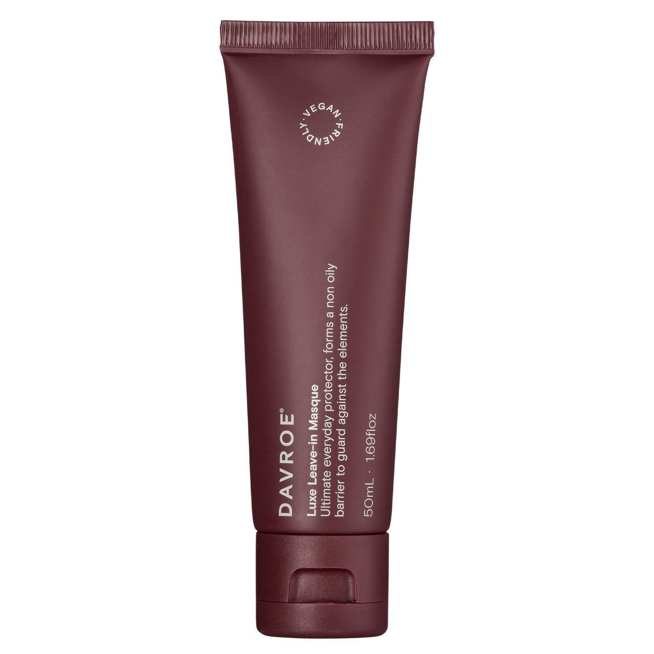 Davroe Luxe leave-in masque travel tube, dark maroon.