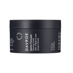 Davroe matte pomade jar, black cylindrical container with flip-top lid