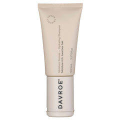 Hydrating shampoo tube, beige cream squeeze bottle with Davroe label