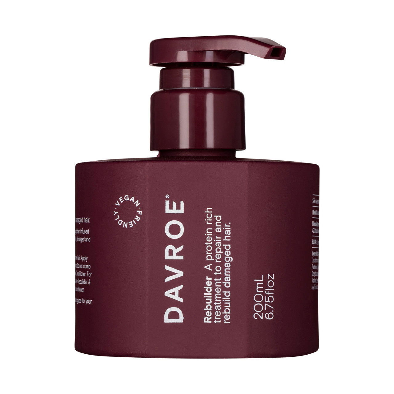 Davroe Rebuilder 200ml dark maroon pump bottle with label