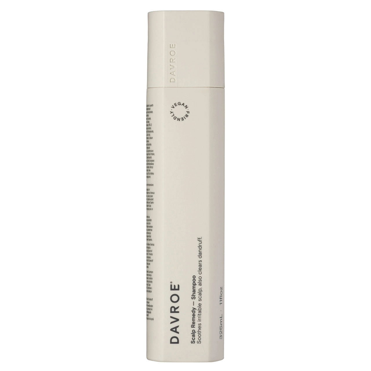 Davroe Scalp Remedy anti-dandruff shampoo bottle, cream cylindrical with label