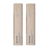 Davroe anti-frizz shampoo and conditioner bundle, two beige bottles with blue label