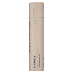 Davroe volume conditioner bottle, tall beige cylindrical container with green logo, 325ml