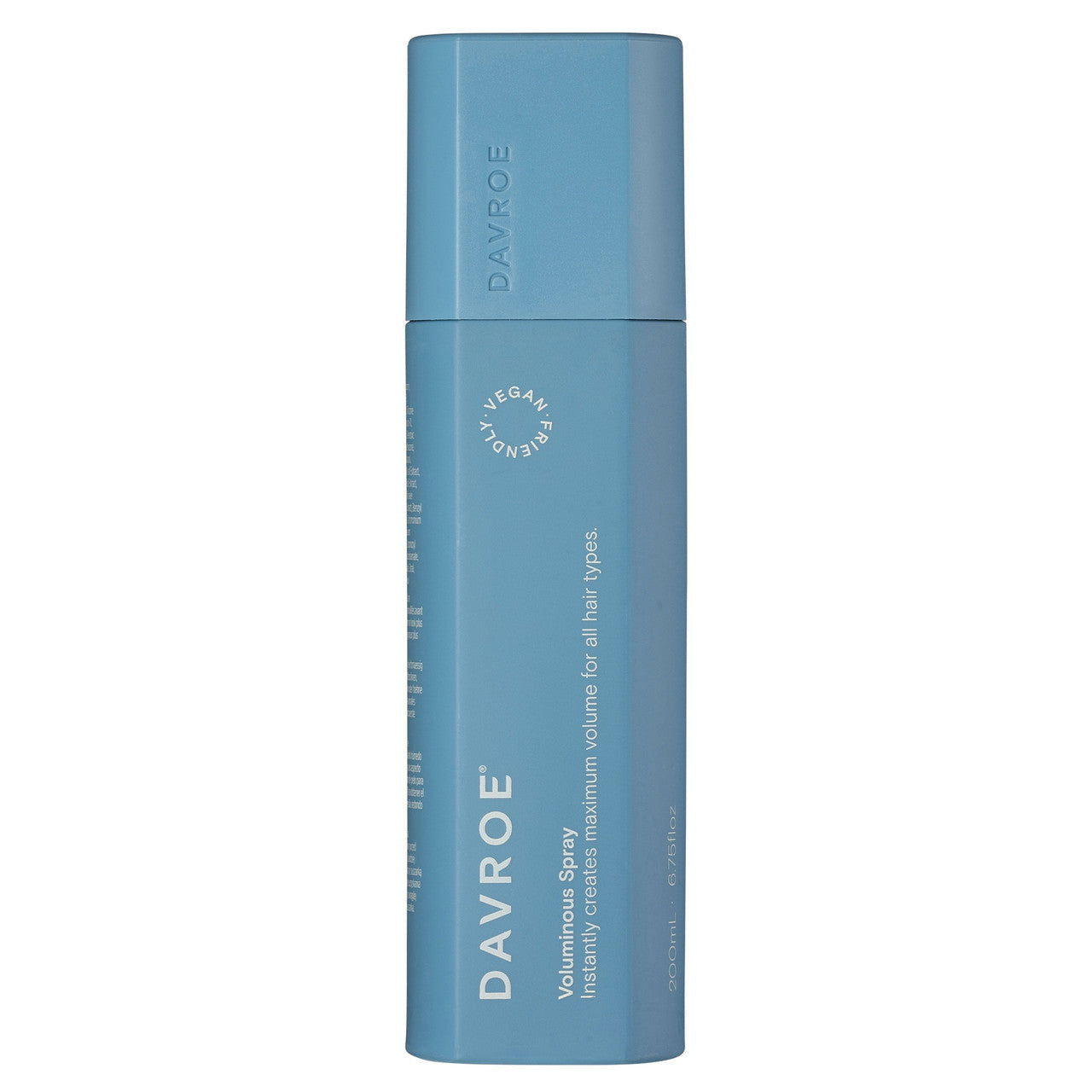 Davroe Voluminous hair spray bottle, blue cylindrical can