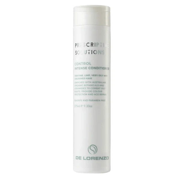 De Lorenzo Control Intense Conditioner bottle, white cylindrical with flip-top cap