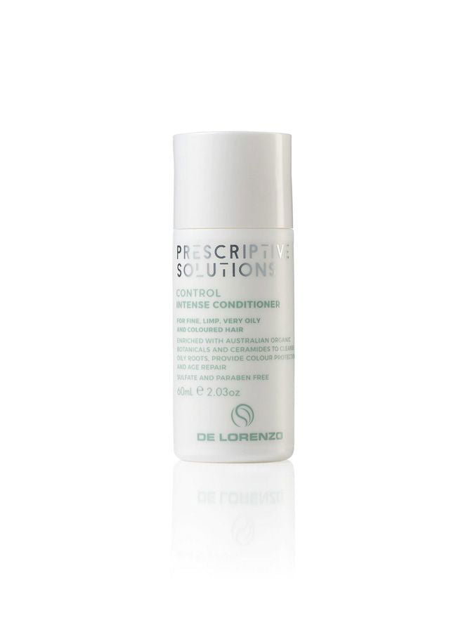 De Lorenzo Control Intense conditioner bottle, white cylindrical with white cap, 60 ml