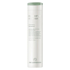 De Lorenzo control shampoo bottle, white with green cap, 275 ml