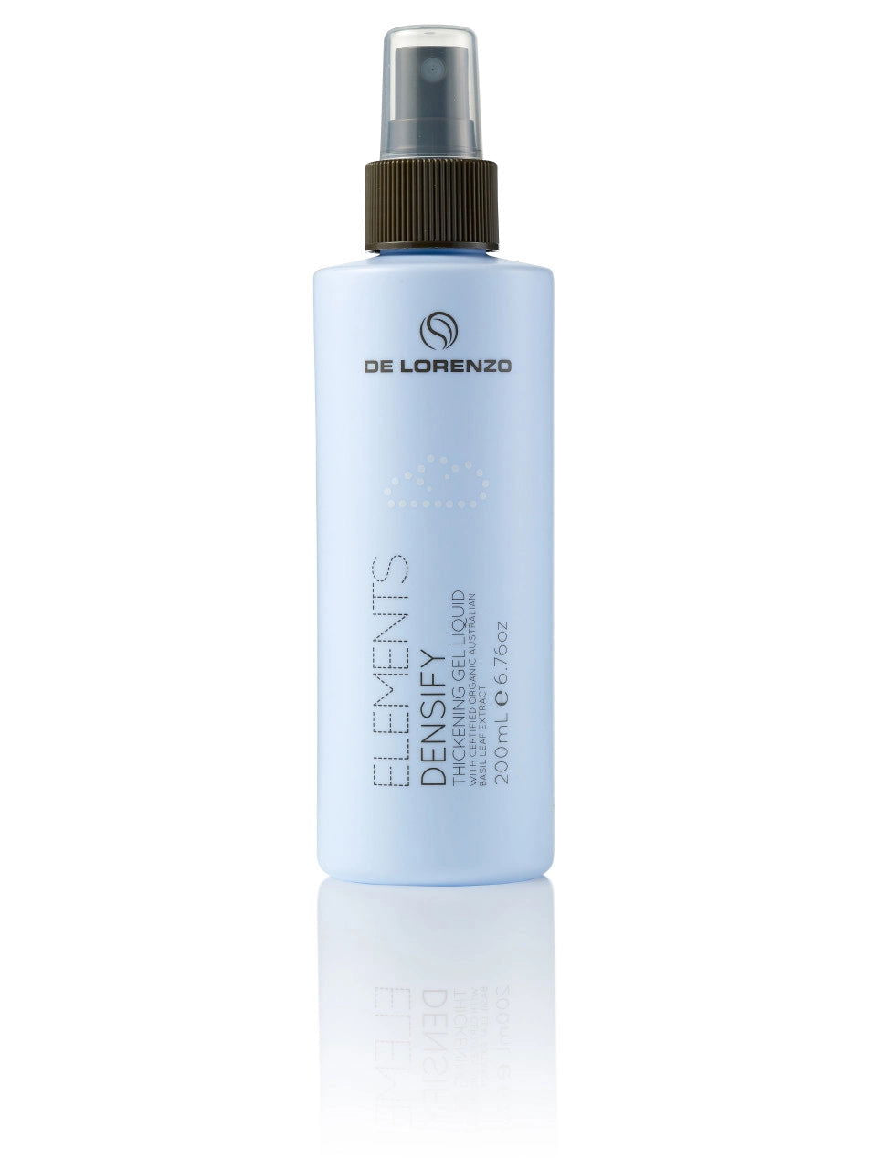 De Lorenzo Elements Densify pump spray bottle, light blue translucent plastic