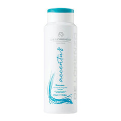 De Lorenzo Instant Accentu8 shampoo bottle, white with teal cap and teal label