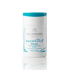 De Lorenzo Accentu8 shampoo bottle, white with teal cap