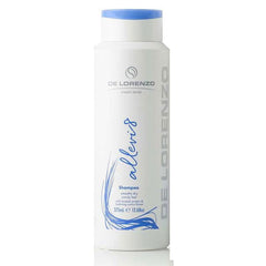 De Lorenzo Instant Allevi8 shampoo bottle, 375 ml, white with blue cap and blue label