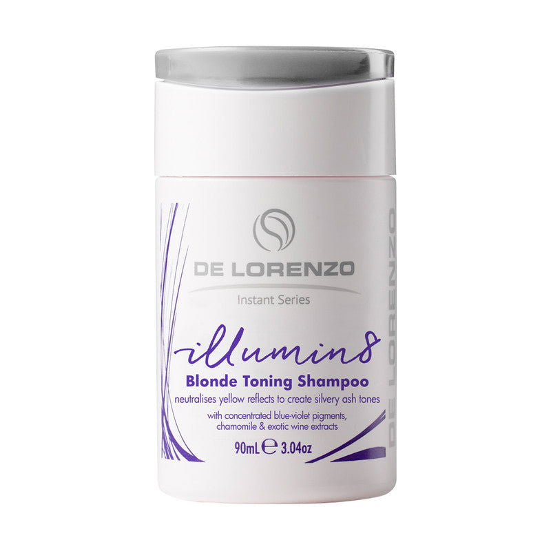 De Lorenzo Illumin8 shampoo bottle with blond toning label