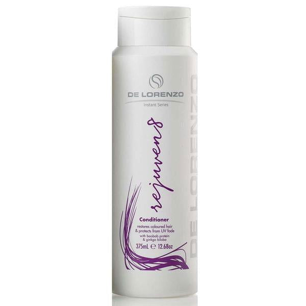 De Lorenzo Instant Rejuven8 conditioner bottle, 375 ml, white with purple label