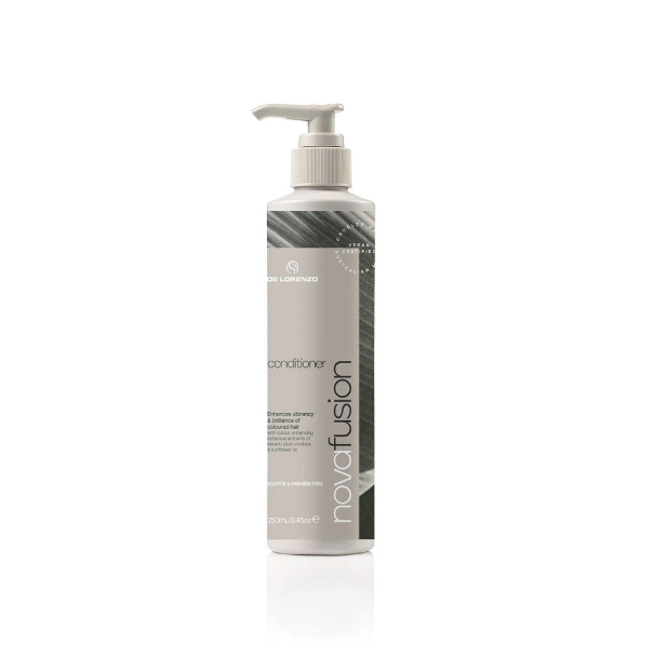 De Lorenzo Novafusion conditioner bottle with white pump dispenser, 250 ml