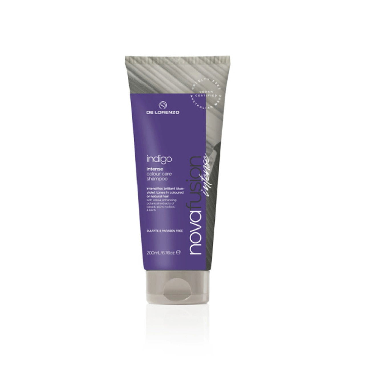 De Lorenzo Novafusion Intense Indigo shampoo tube, purple, 200 ml