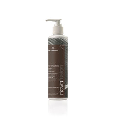 De Lorenzo Novafusion chocolate shampoo bottle with white pump and label