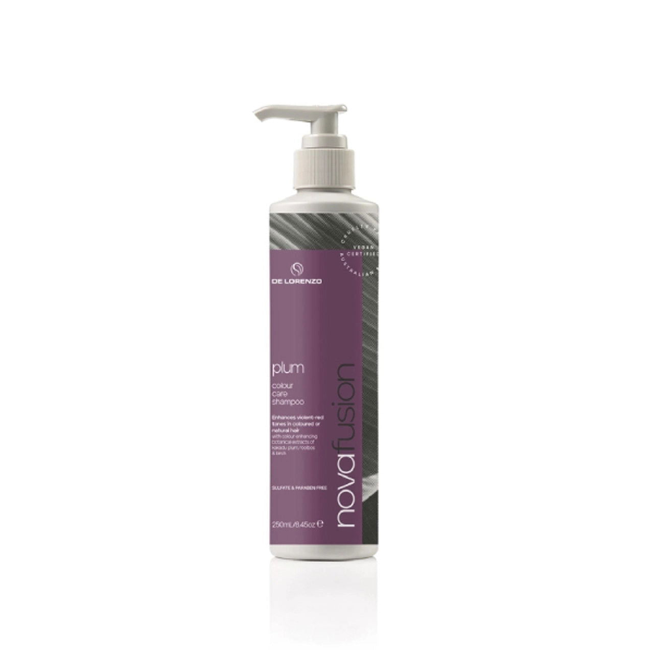 Plum purple shampoo bottle with dispenser pump, 250 ml