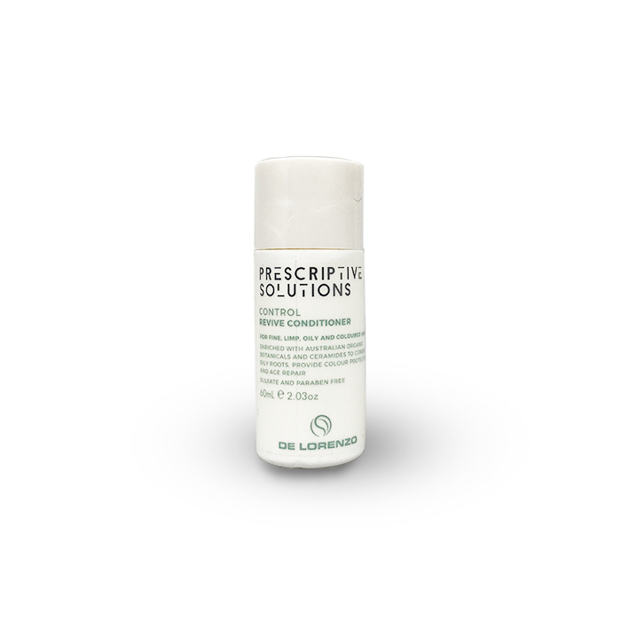 Hair conditioner bottle, white label, De Lorenzo PS Control Revive, 60 ml