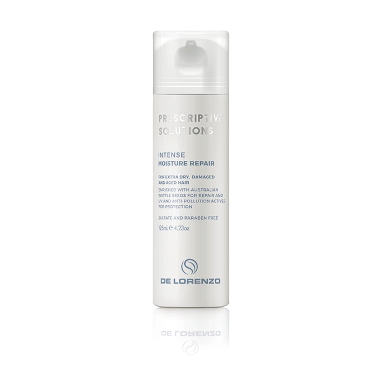 De Lorenzo intense moisture repair bottle, white plastic with pump, 125 ml