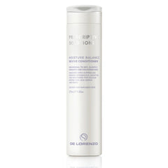Conditioner bottle, white with white cap, De Lorenzo Moisture Balance Revive label