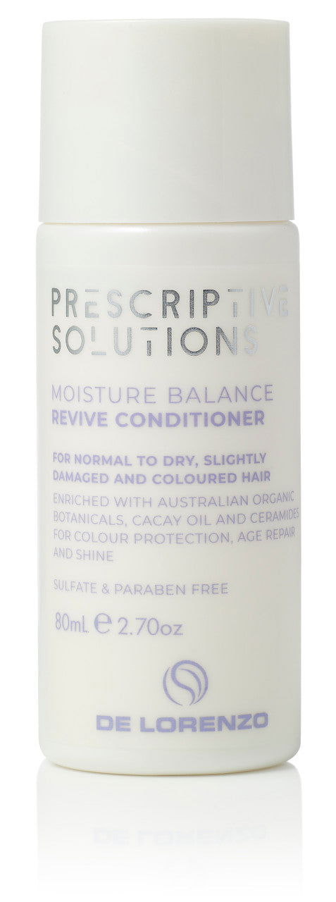 De Lorenzo Prescriptive Moisture Revive Conditioner bottle, white label, 80 ml