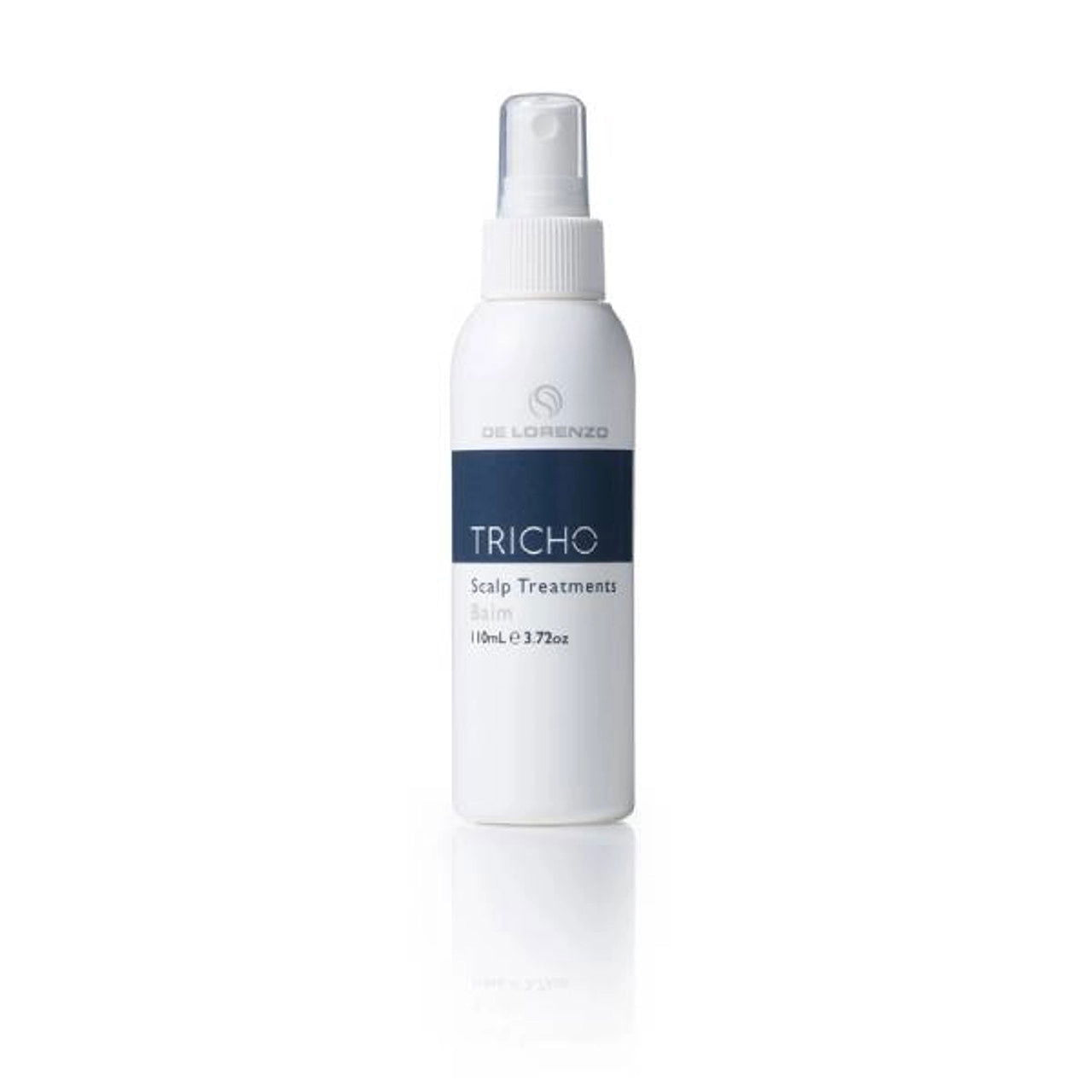 De Lorenzo Tricho scalp treatment balm bottle with white spray pump, 110 ml