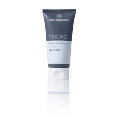 De Lorenzo Tricho relief creme tube, dark gray with white TRICHO Scalp Treatments label