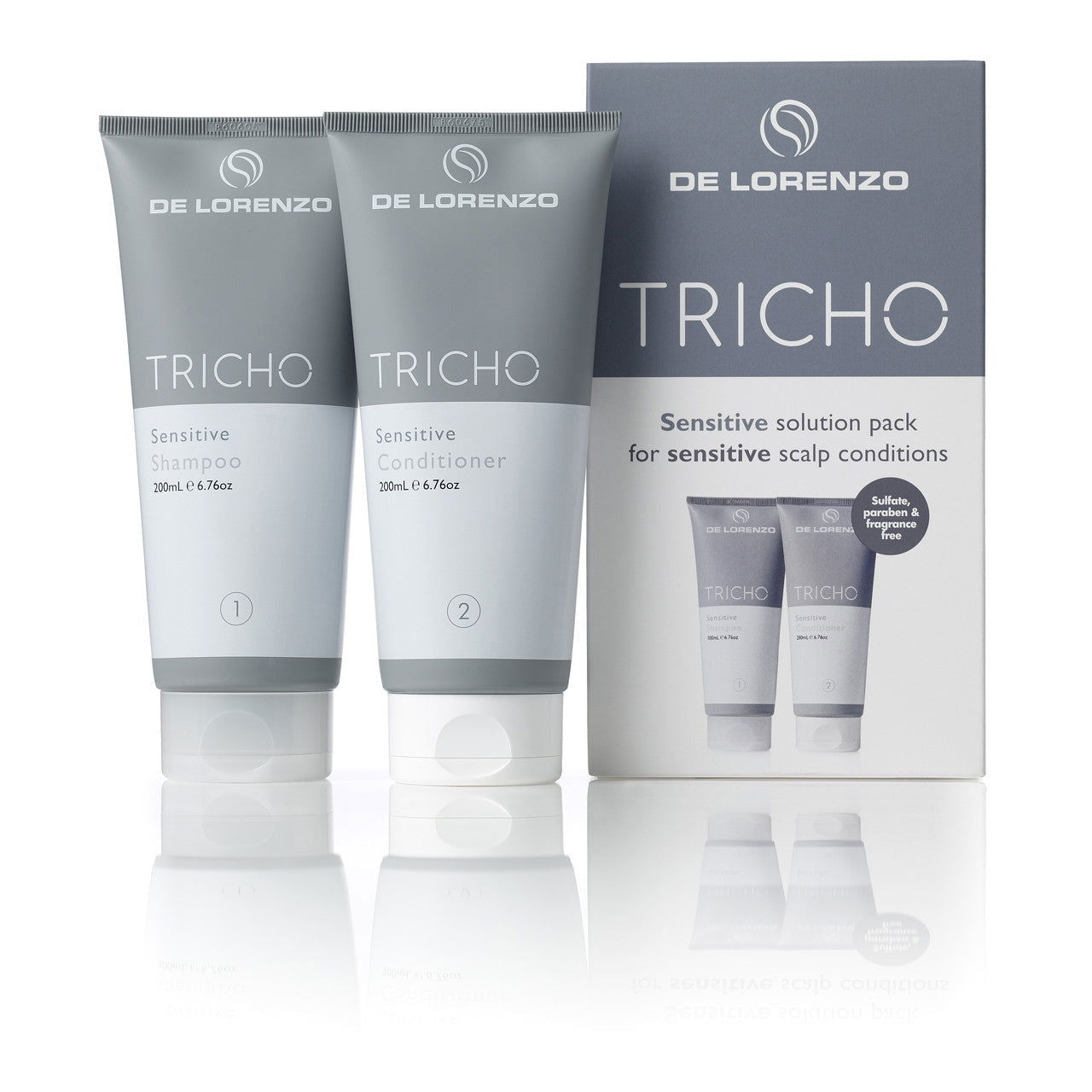 De Lorenzo Tricho sensitive duo pack with shampoo and conditioner tubes and box