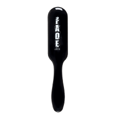 Black fade hair brush with curved handle and textured pad