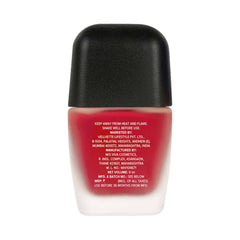 SUGAR matte nail lacquer bottle back label with red and white base